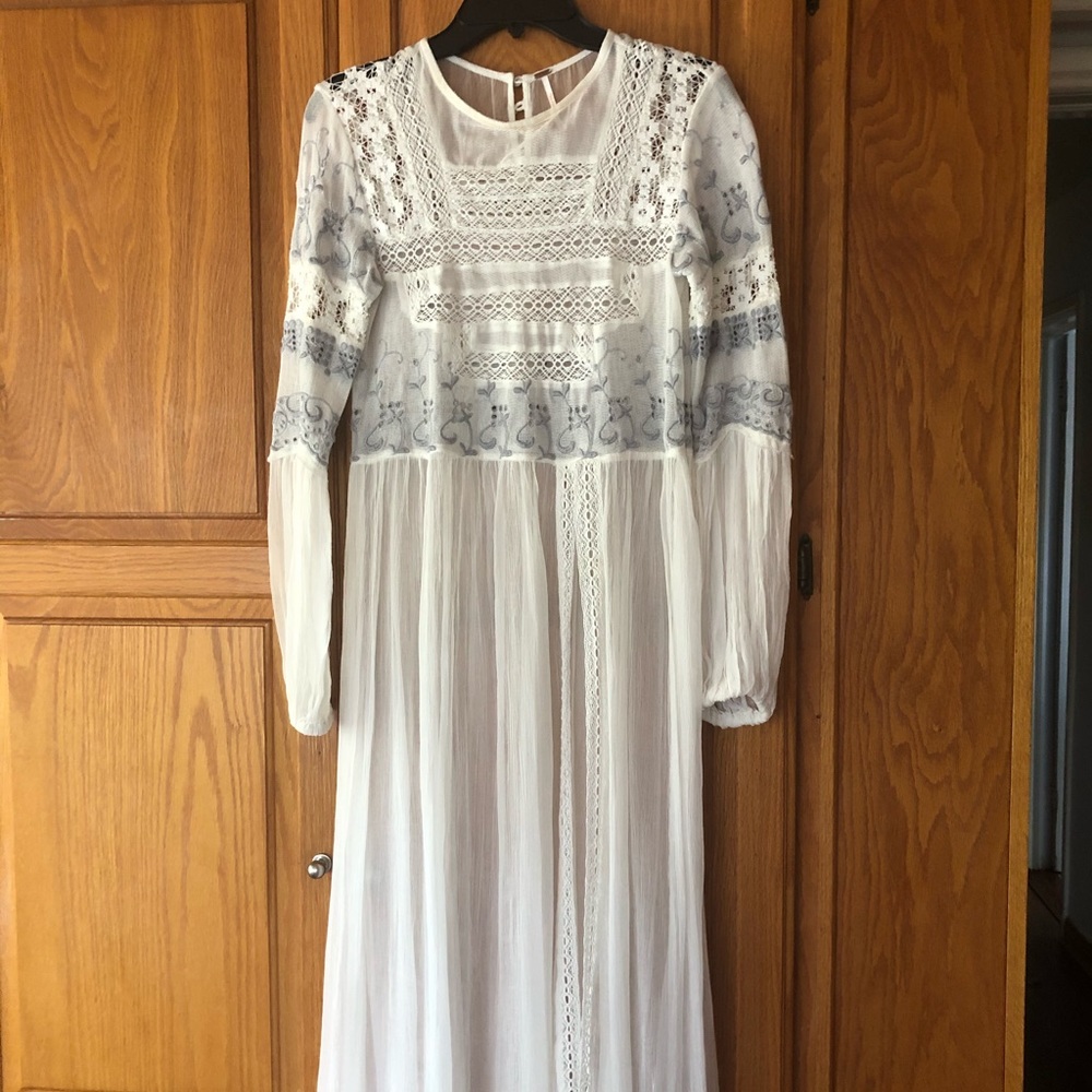 Free People/Mesh, lace and chiffon maxi dress